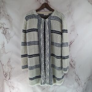 Anthropologie Solitaire Sweater Womens Small Blue Striped Cardigan Eyelash Long